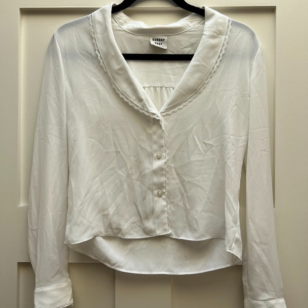 Sunday Best Aritzia Long Sleeve Blouse | White | XS